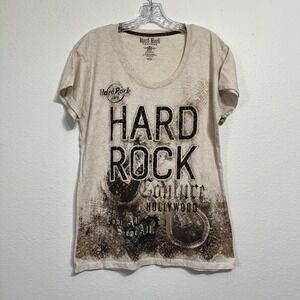 Hard Rock Cafe Couture Beige Graphic Print Hollywood Juniors‎ Size XXL